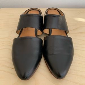 Black Leather Mules